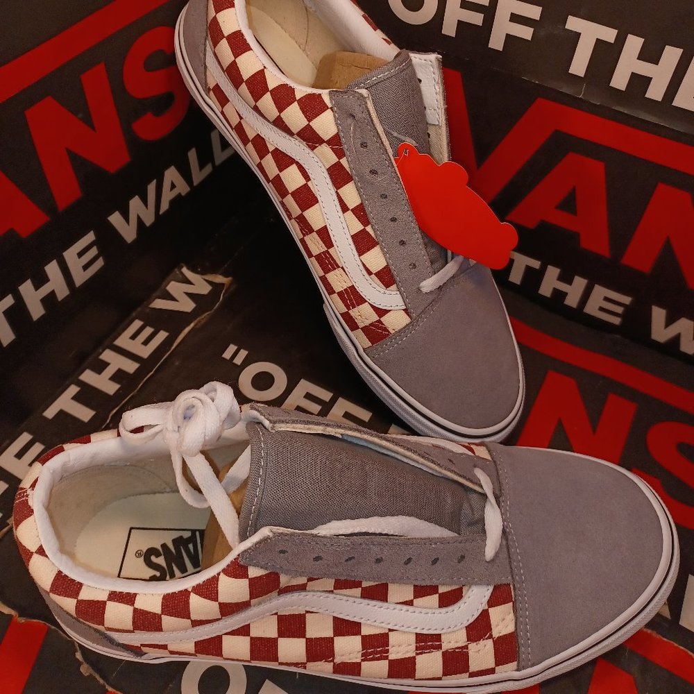 Vans Men's 4/Women's 5.5 Old Skool Checkerboard Frost Grey/Rhubarb VN0003Z6ICJ